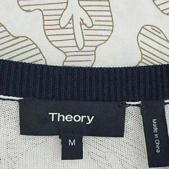 Theory Linen Blend Sweater Women's S Crewneck Striped 3397 - Picture 5 of 8